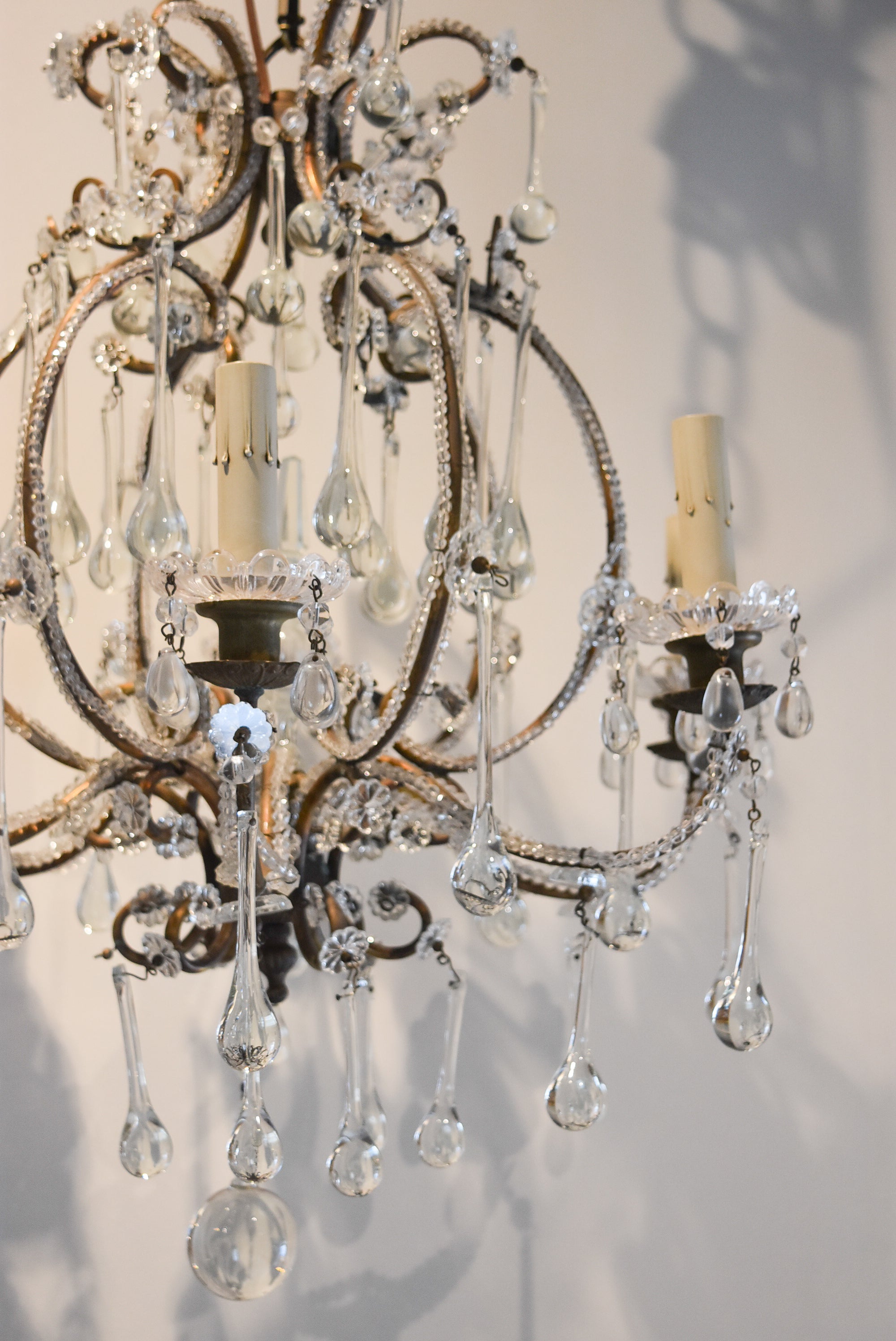 Antique French Bronze and Crystal Chandelier
