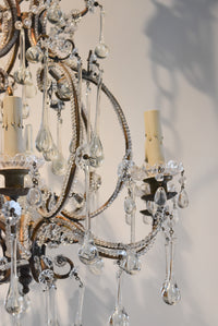 Antique French Bronze and Crystal Chandelier