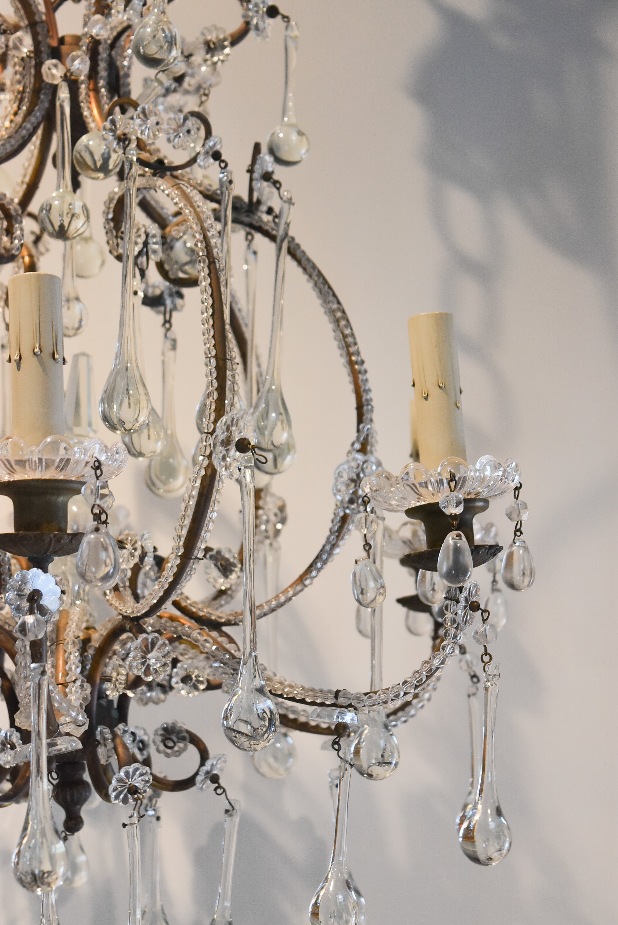Antique French Bronze and Crystal Chandelier
