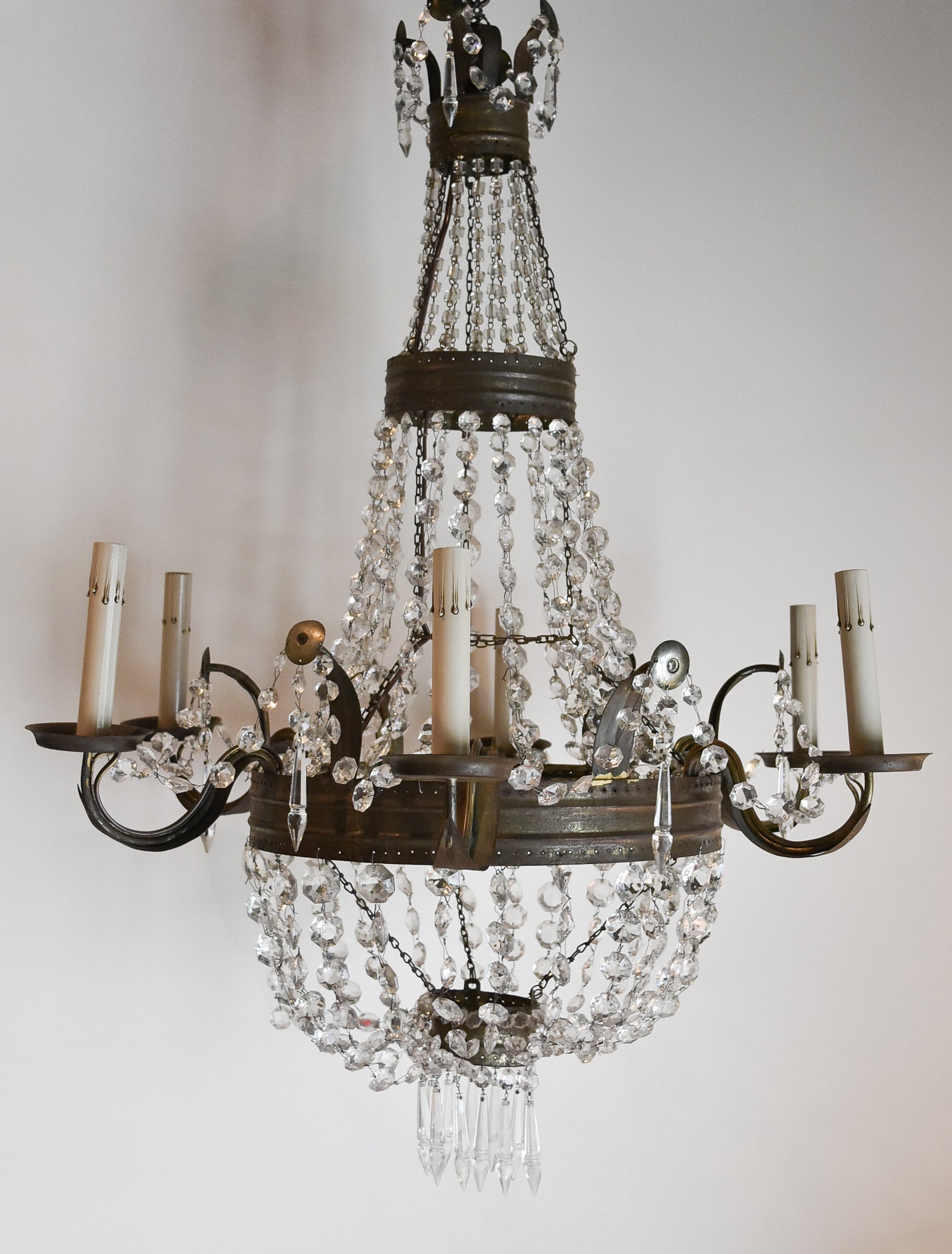 Bronze & Silver Basket Chandelier