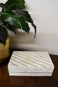 Diagonal Gold Inlay Bone Box