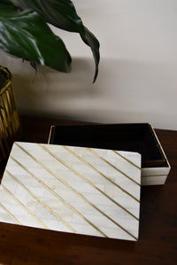 Diagonal Gold Inlay Bone Box