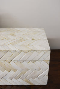 Large Cream Herringbone Inlay Bone Box