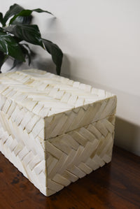 Large Cream Herringbone Inlay Bone Box