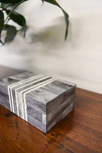 Small Gray and White Bone Box