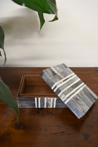 Small Gray and White Bone Box