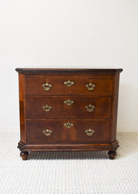 18th Century English Walnut and Oak 3 Drawer Commode