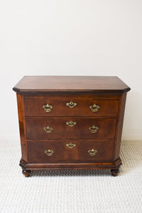 18th Century English Walnut and Oak 3 Drawer Commode