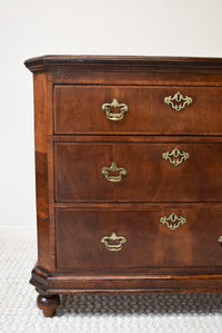 18th Century English Walnut and Oak 3 Drawer Commode