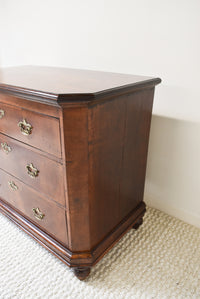 18th Century English Walnut and Oak 3 Drawer Commode