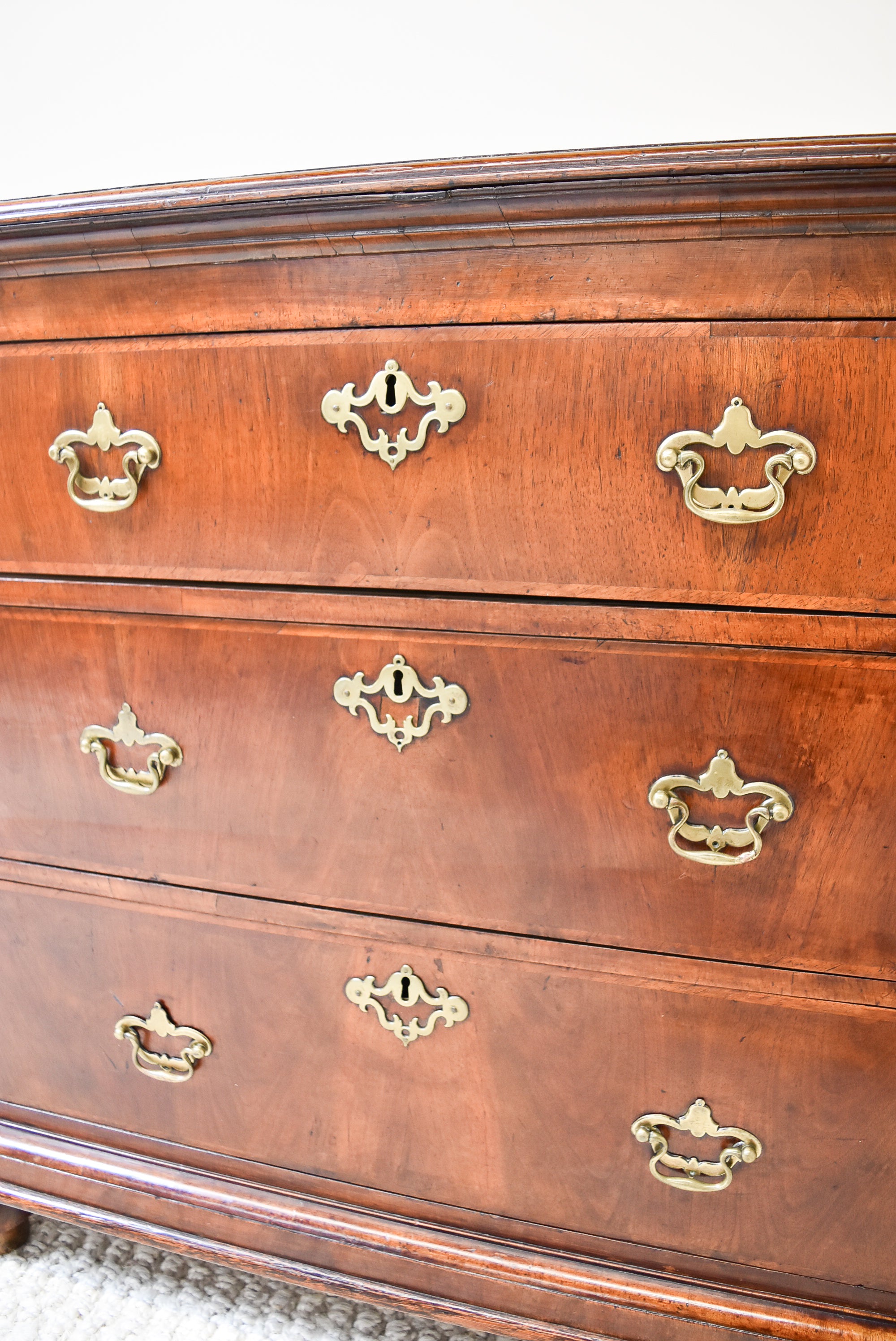18th Century English Walnut and Oak 3 Drawer Commode