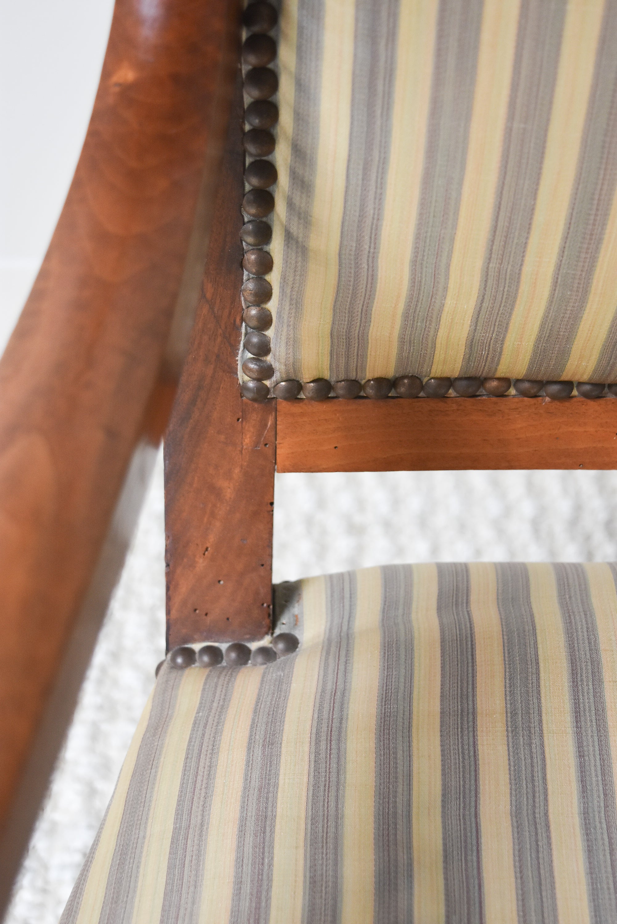 Pair of Walnut Striped Chairs