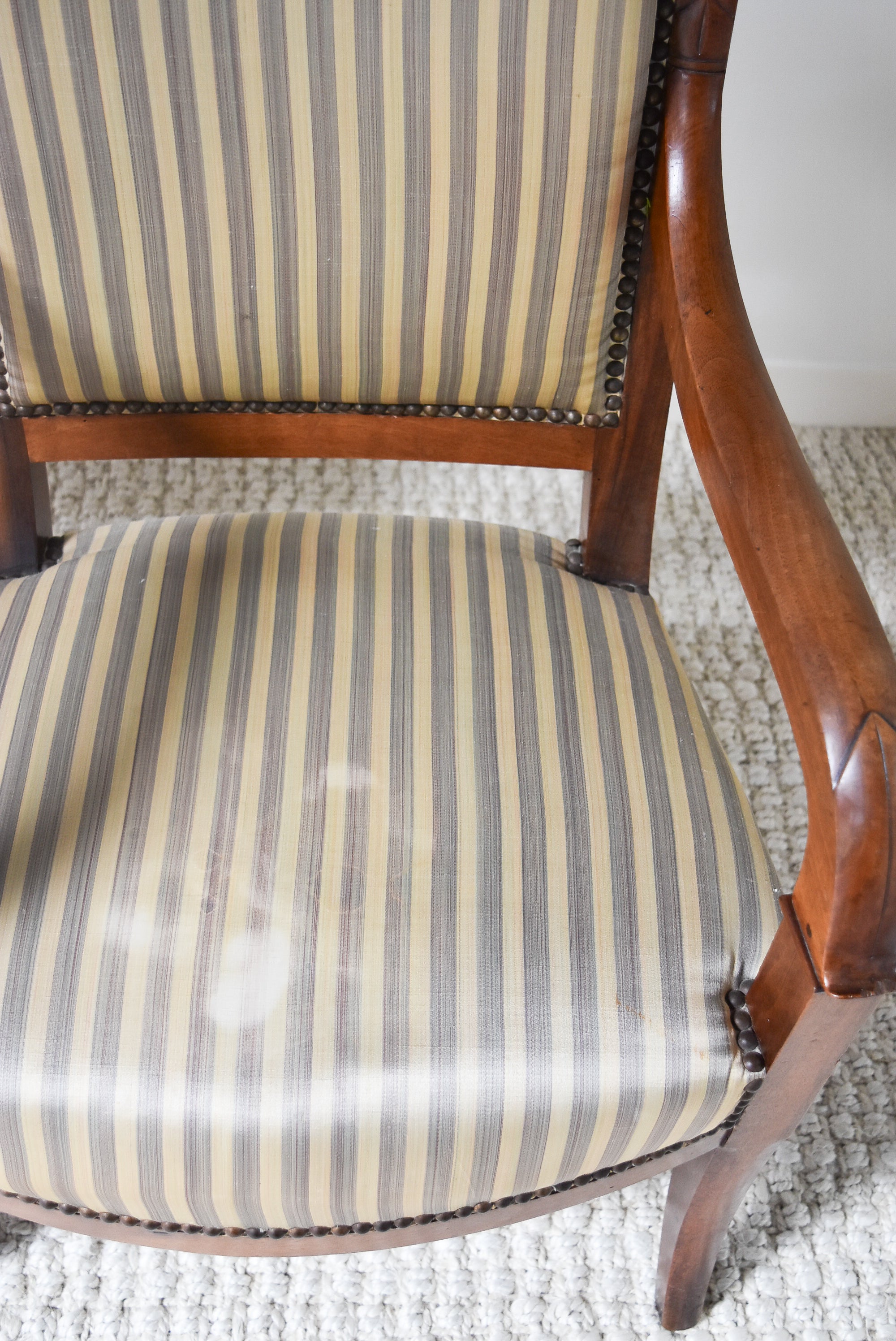 Pair of Walnut Striped Chairs