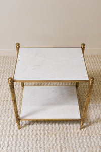Brass and Marble Two Tier Side Table