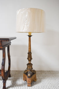 Petite Italian Carved Wood Floor Lamp