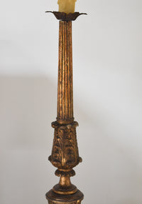 Petite Italian Carved Wood Floor Lamp