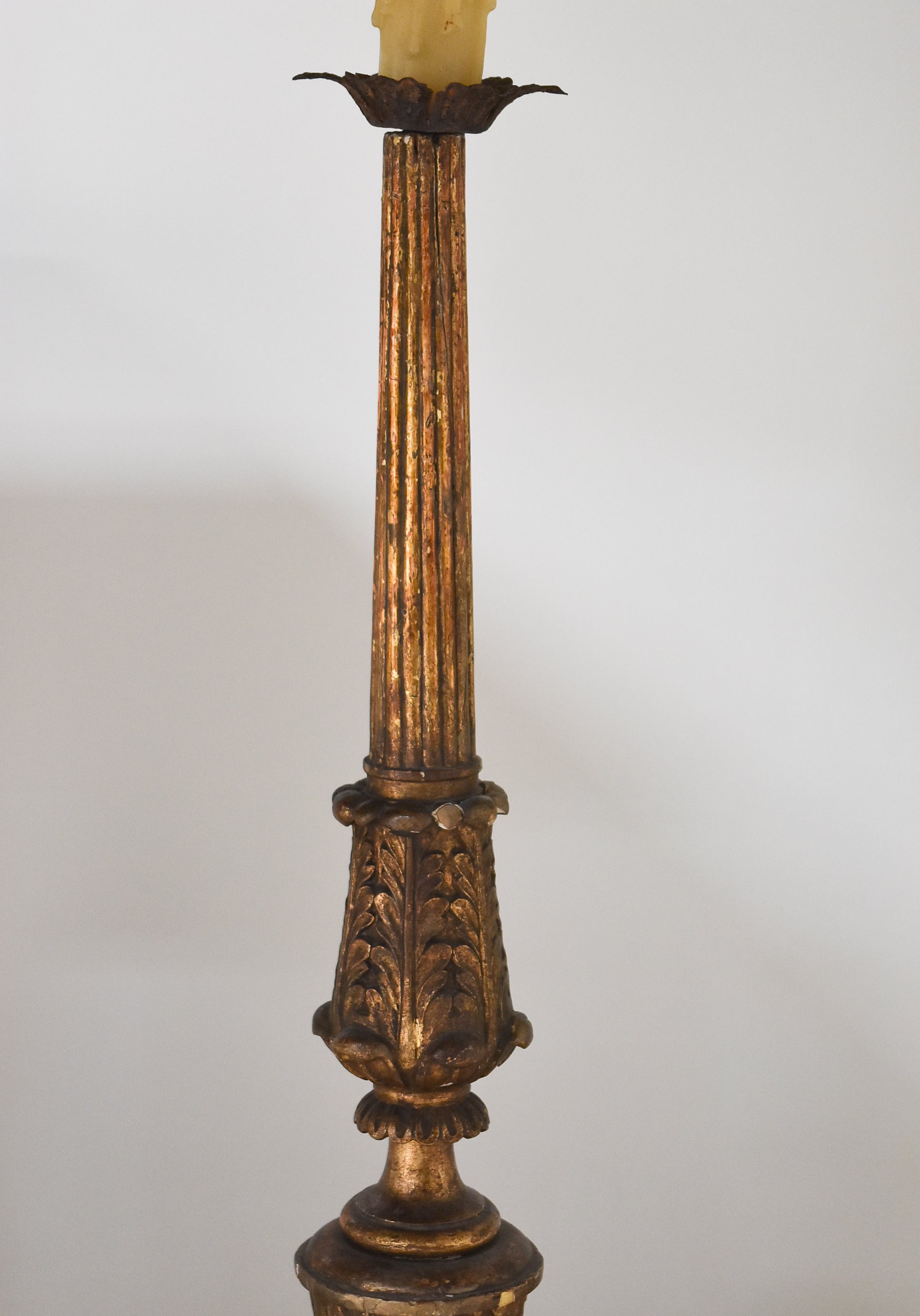 Petite Italian Carved Wood Floor Lamp