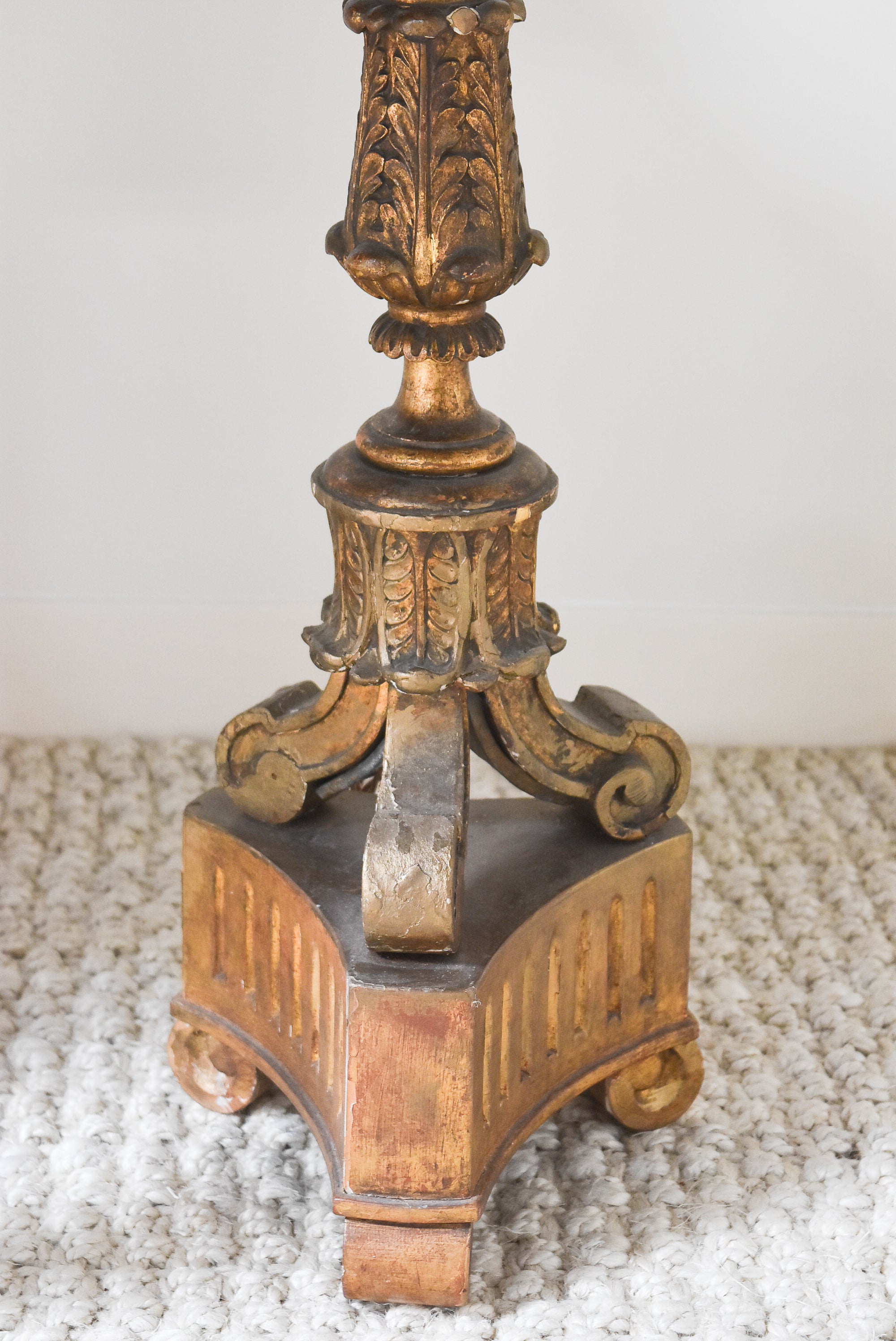 Petite Italian Carved Wood Floor Lamp
