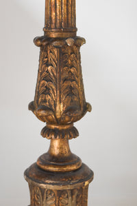 Petite Italian Carved Wood Floor Lamp