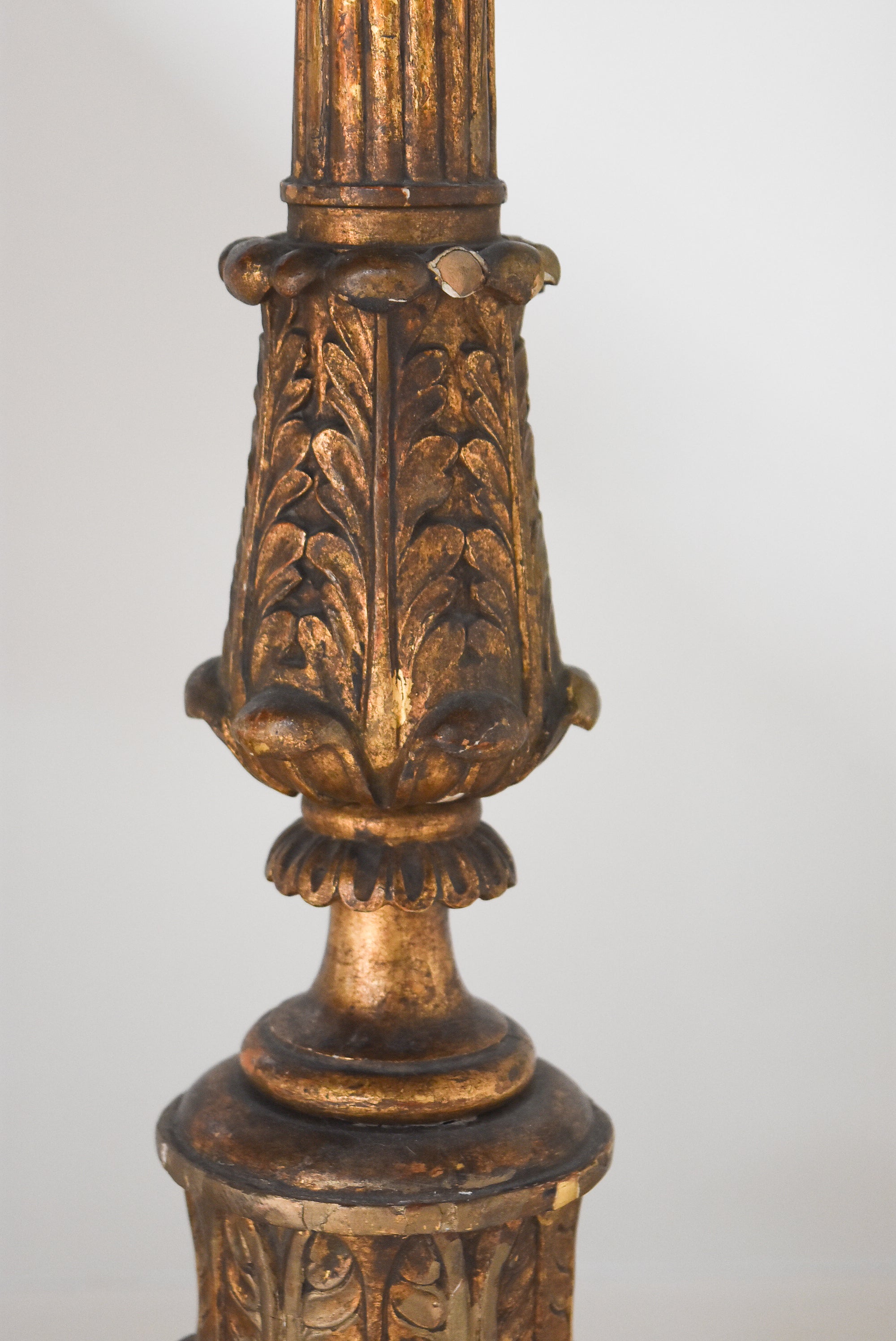 Petite Italian Carved Wood Floor Lamp