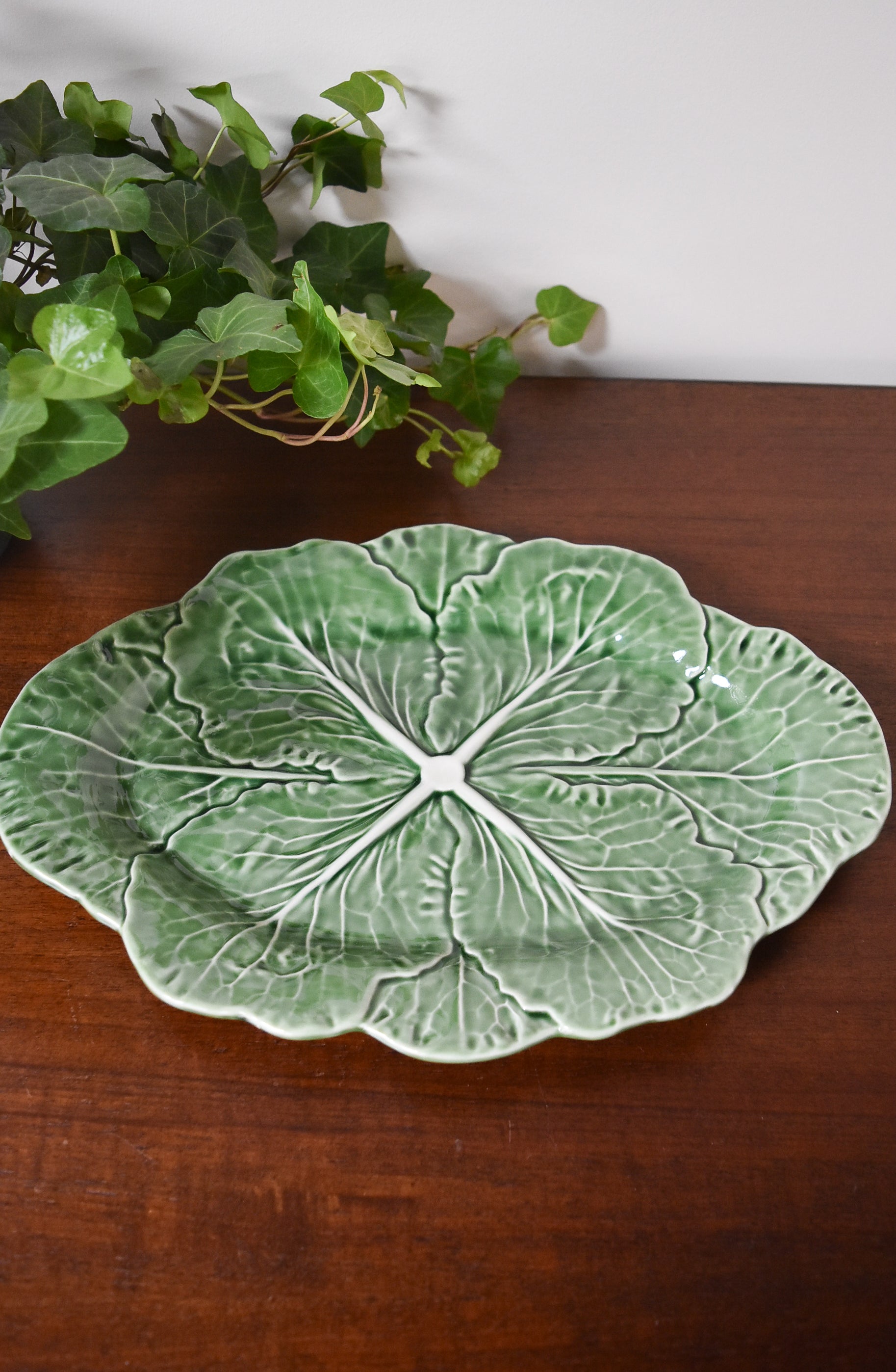 Green Cabbage Ware Oval Platter