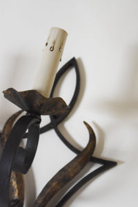 Pair of French Iron Geometric Motif Sconces