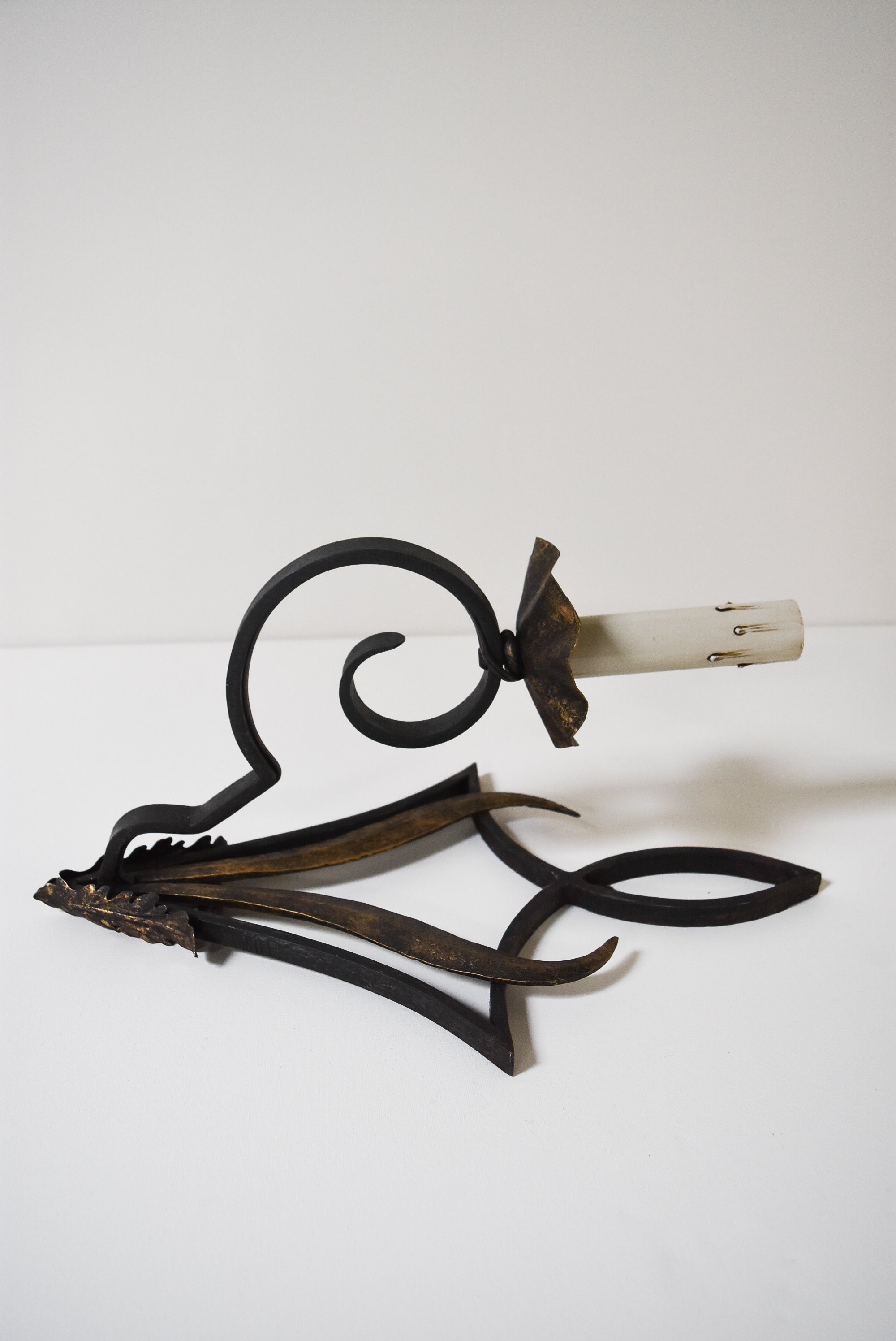 Pair of French Iron Geometric Motif Sconces