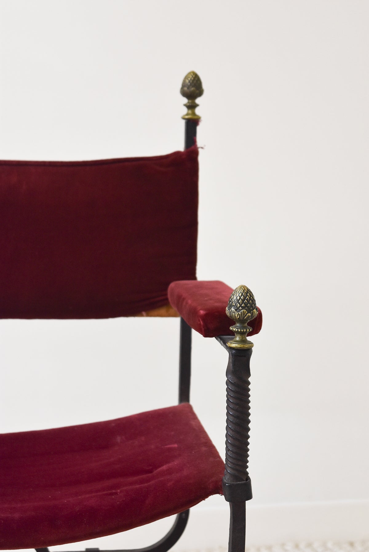 Red Velvet Curule Chair