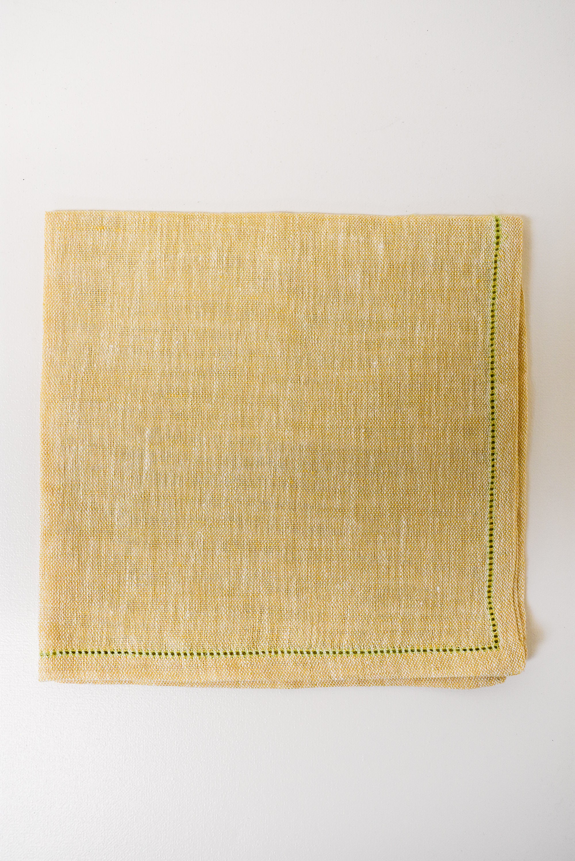 Italian Giglio Piana Mustard Hemstitch Busatti Napkin