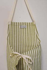 Green and Cream Stripe Busatti Melograno Apron