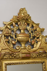 Early 18th Century French Giltwood Mirror with Fronton
