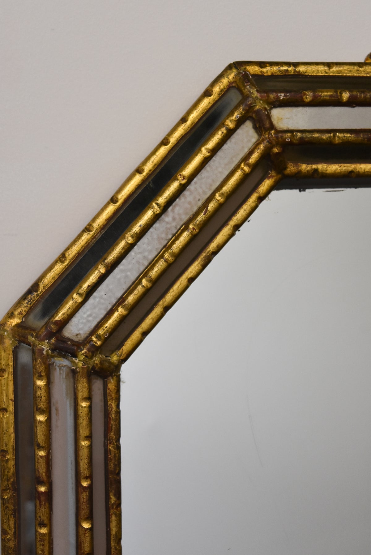 Hexagonal Vintage French Bamboo Mirror