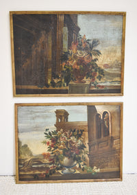 Pair of Large Italian Floral Oil Paintings