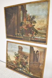 Pair of Large Italian Floral Oil Paintings