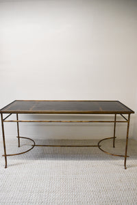 Large Console Table with Faux Bamboo Base and Lacquered Chinoiserie Top