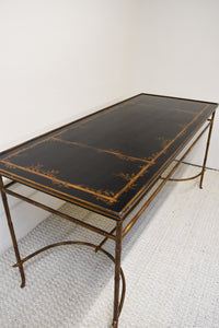 Large Console Table with Faux Bamboo Base and Lacquered Chinoiserie Top