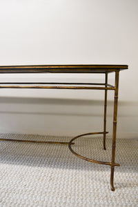 Large Console Table with Faux Bamboo Base and Lacquered Chinoiserie Top
