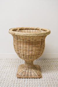 Natural Braided Square Base Wicker Urn