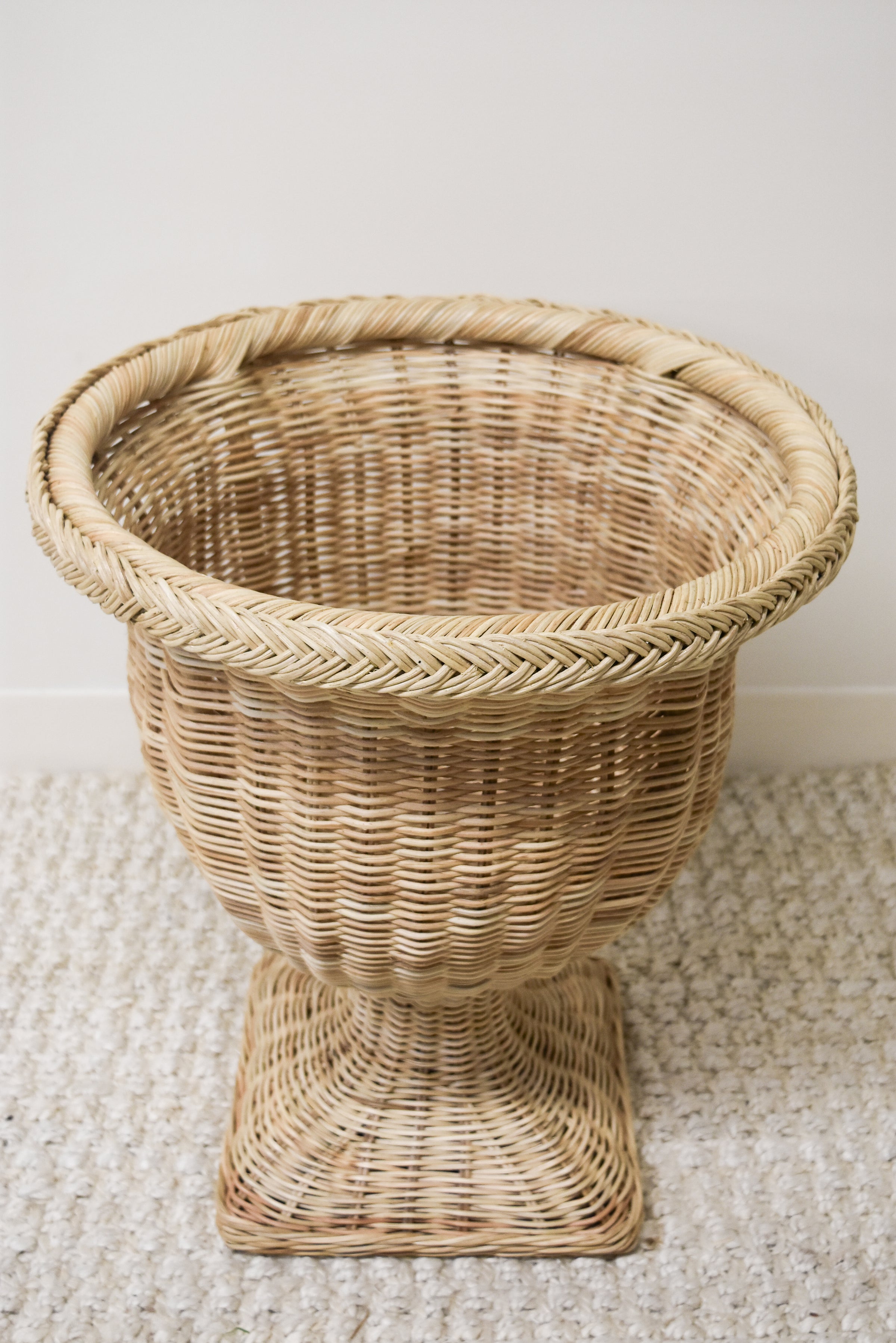Natural Braided Square Base Wicker Urn