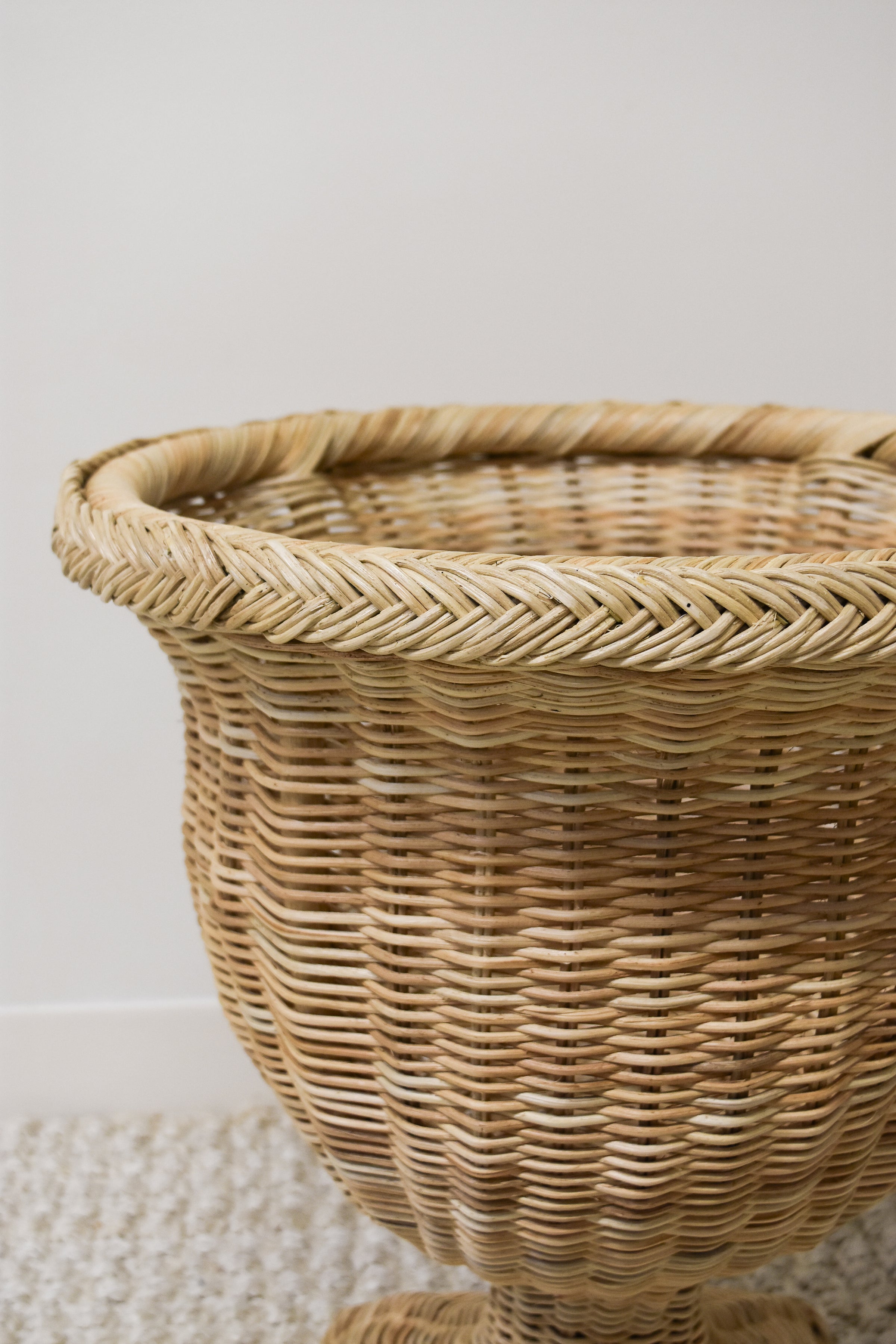 Natural Braided Square Base Wicker Urn