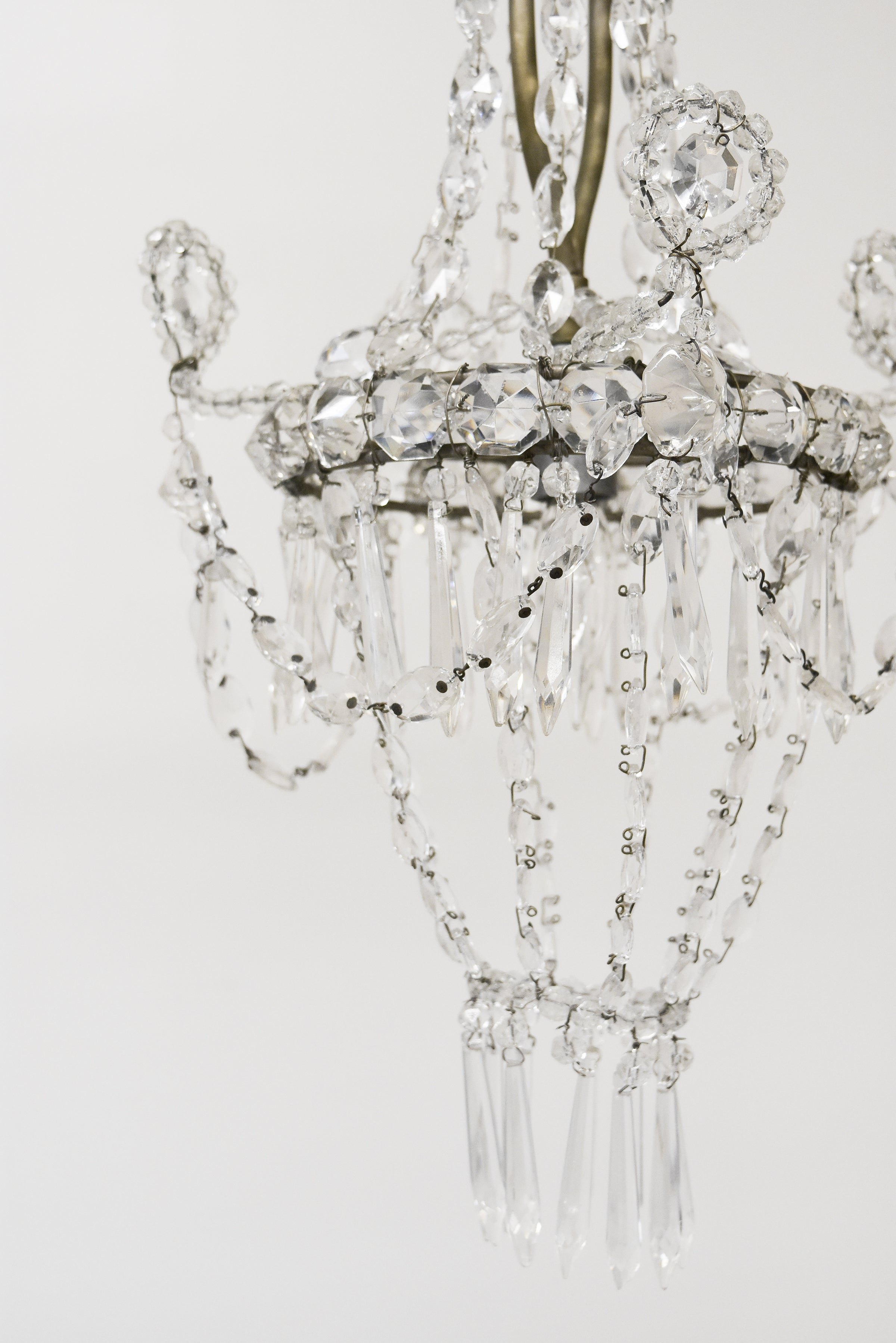 Petite French Crystal Basket Chandelier
