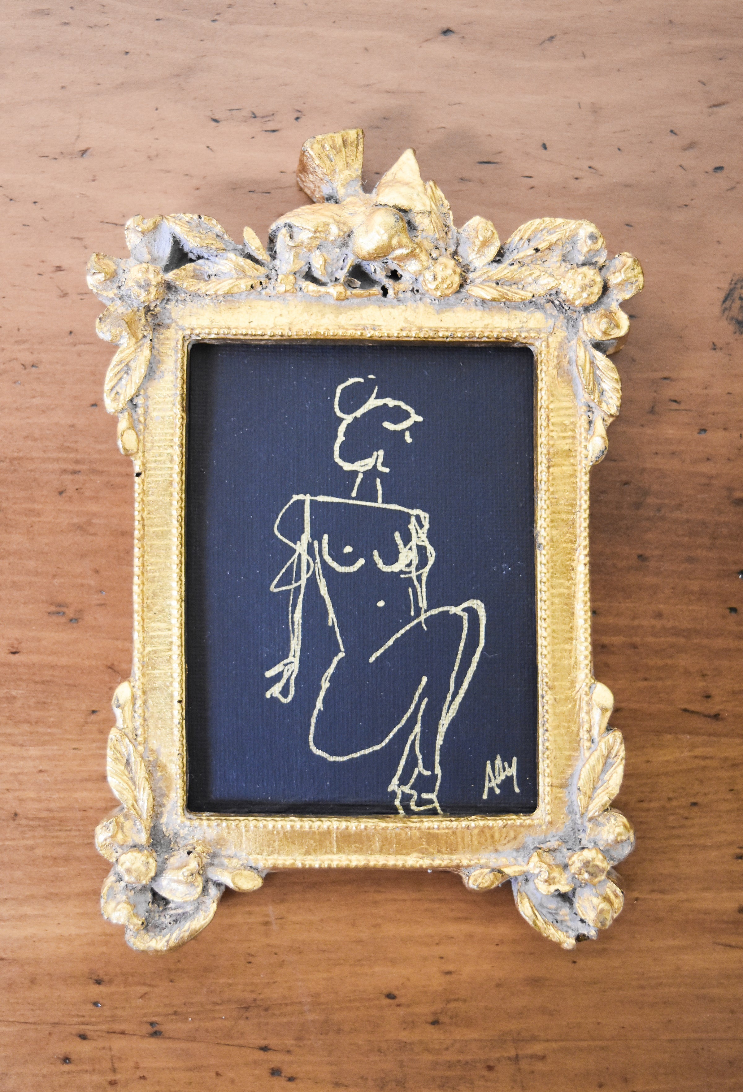Mini Nude Sketch in Gold Frame