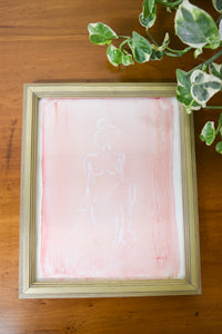 Large Framed Pink Nude Sketch