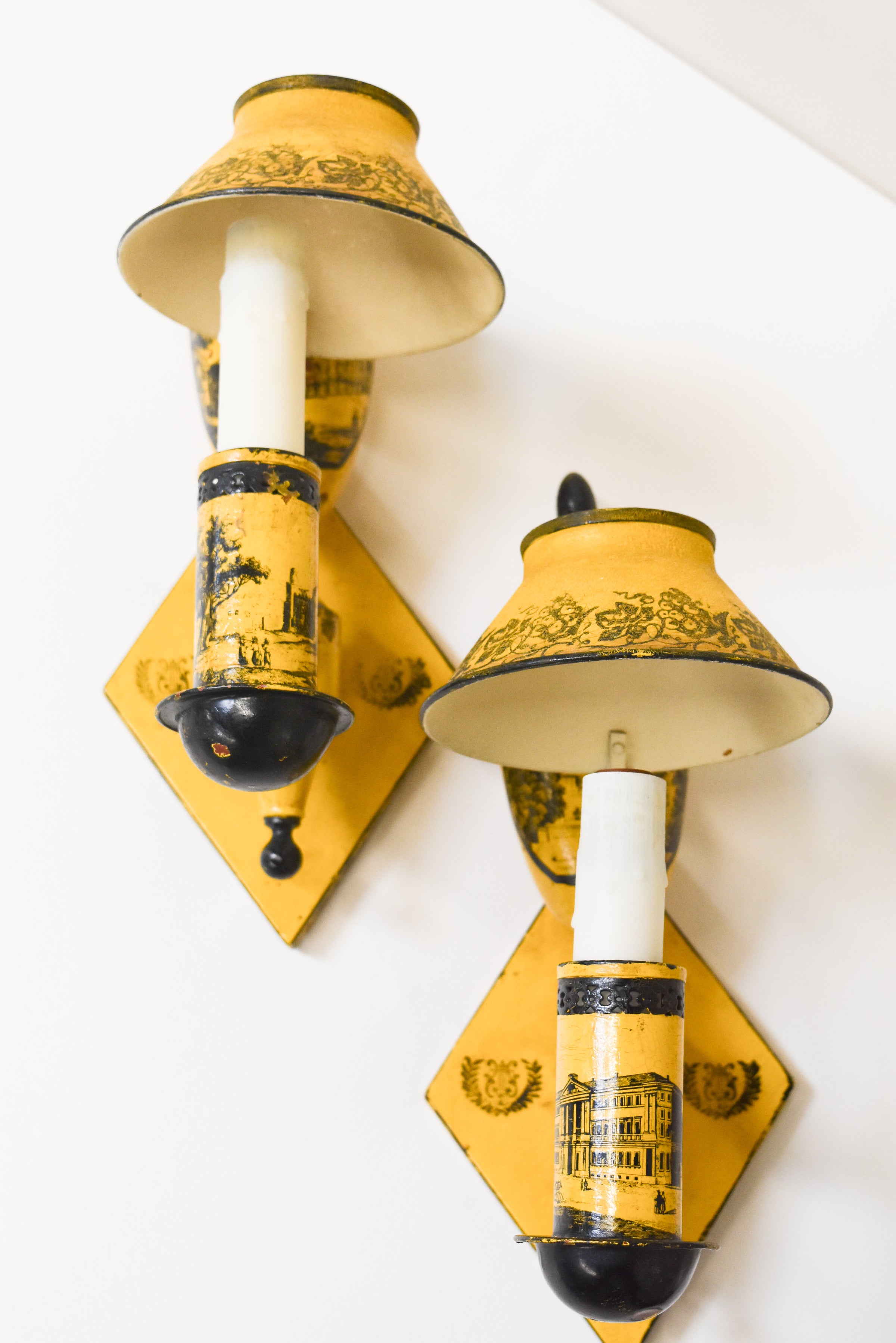 Pair of Vintage Gold Tole Sconces