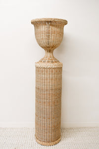 Natural Braided Wicker Round Pedestal