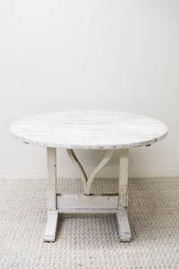 Antique Round White Wine Tasting Table