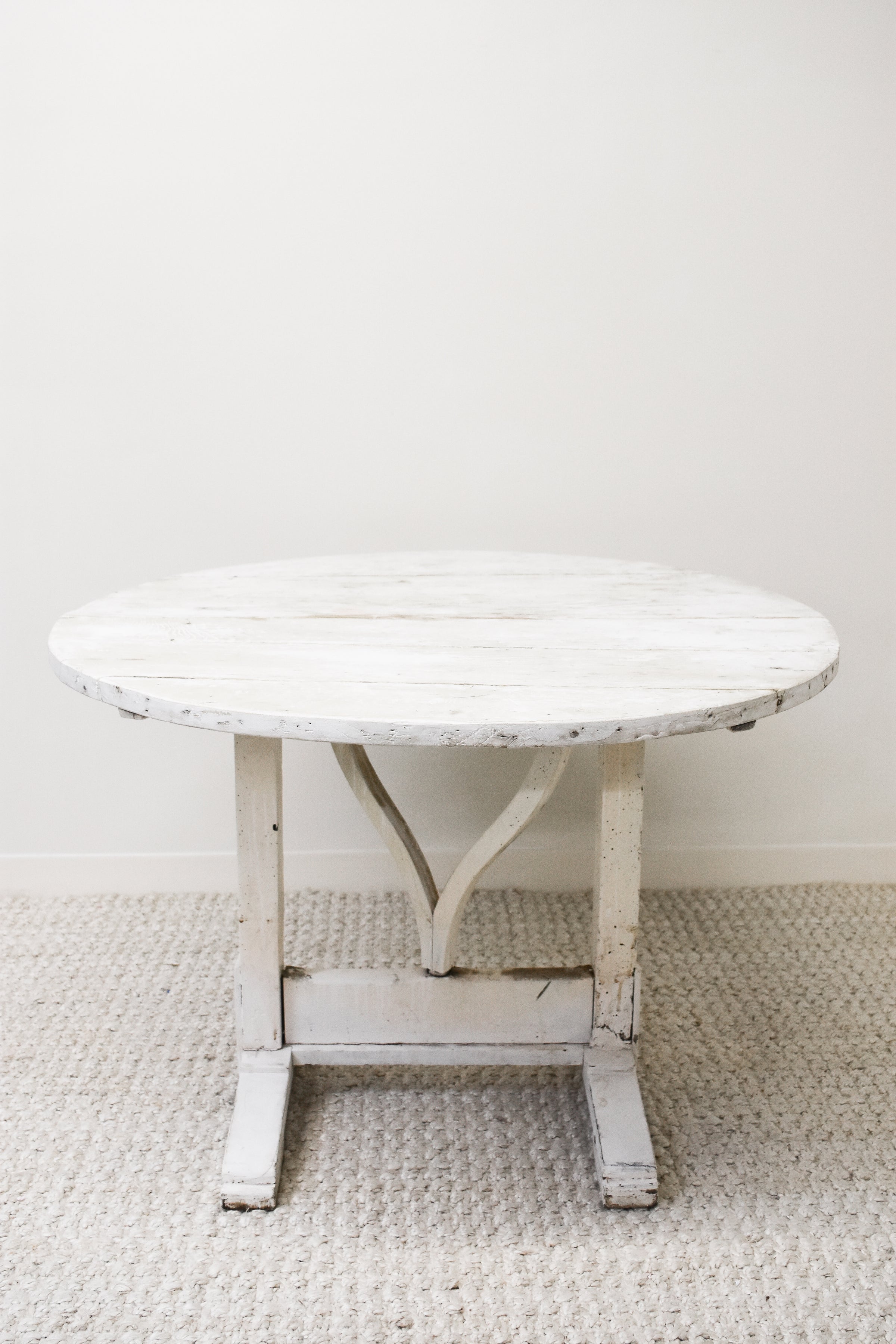 Antique Round White Wine Tasting Table