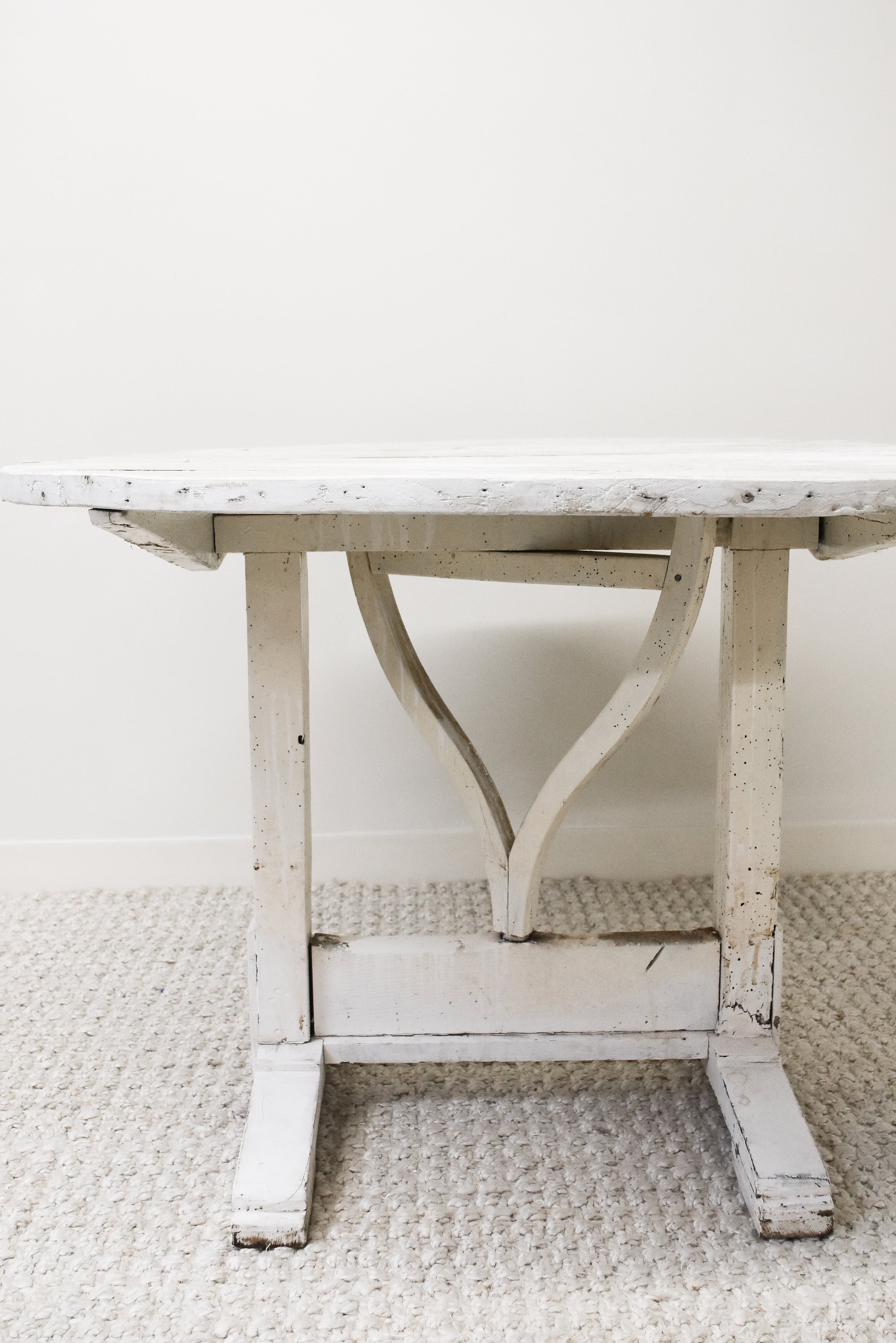 Antique Round White Wine Tasting Table