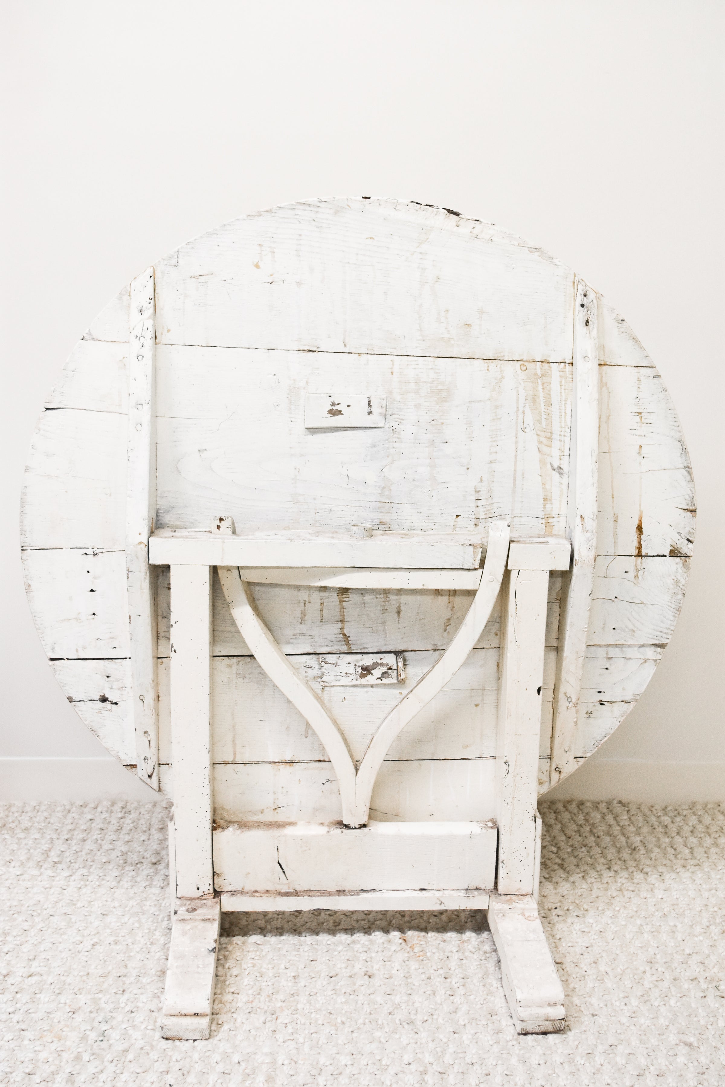 Antique Round White Wine Tasting Table