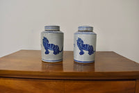 Pair of Small Blue and White Jars